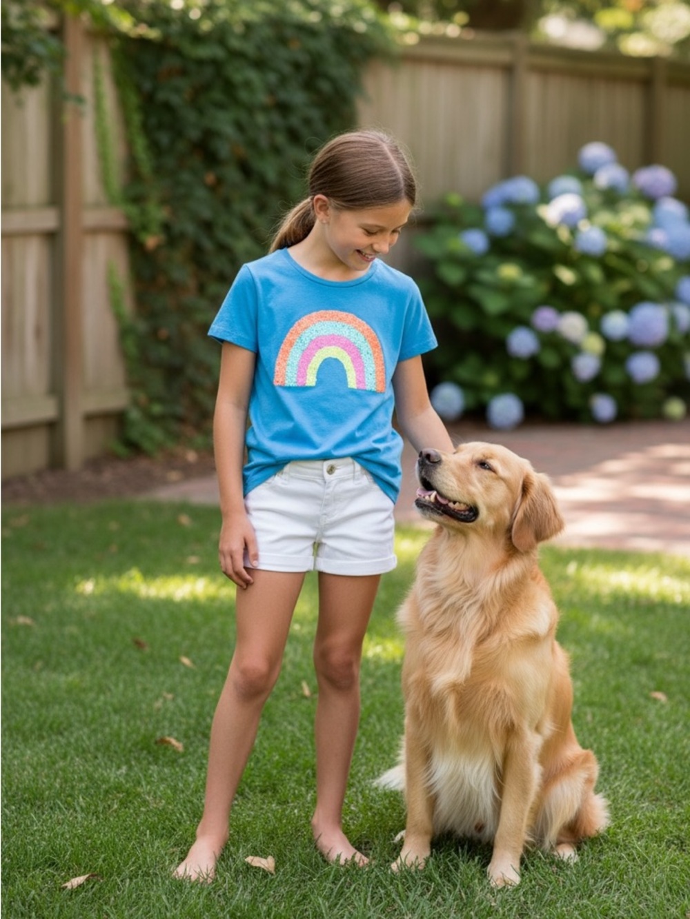 Crewcuts Vibrant Rainbow Blue Tee